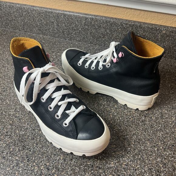 Converse All Star Lugged Counter Climate Chunky Sneaker Women Sz 8 Black Leather - Picture 4 of 11